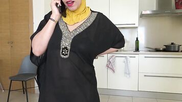 A sexy arab woman with a big ass cheats on her husband on camera